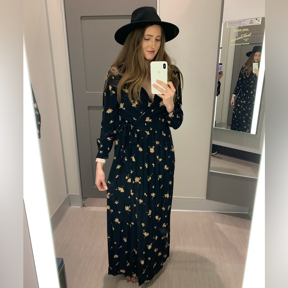 Who What Wear black floral print dress